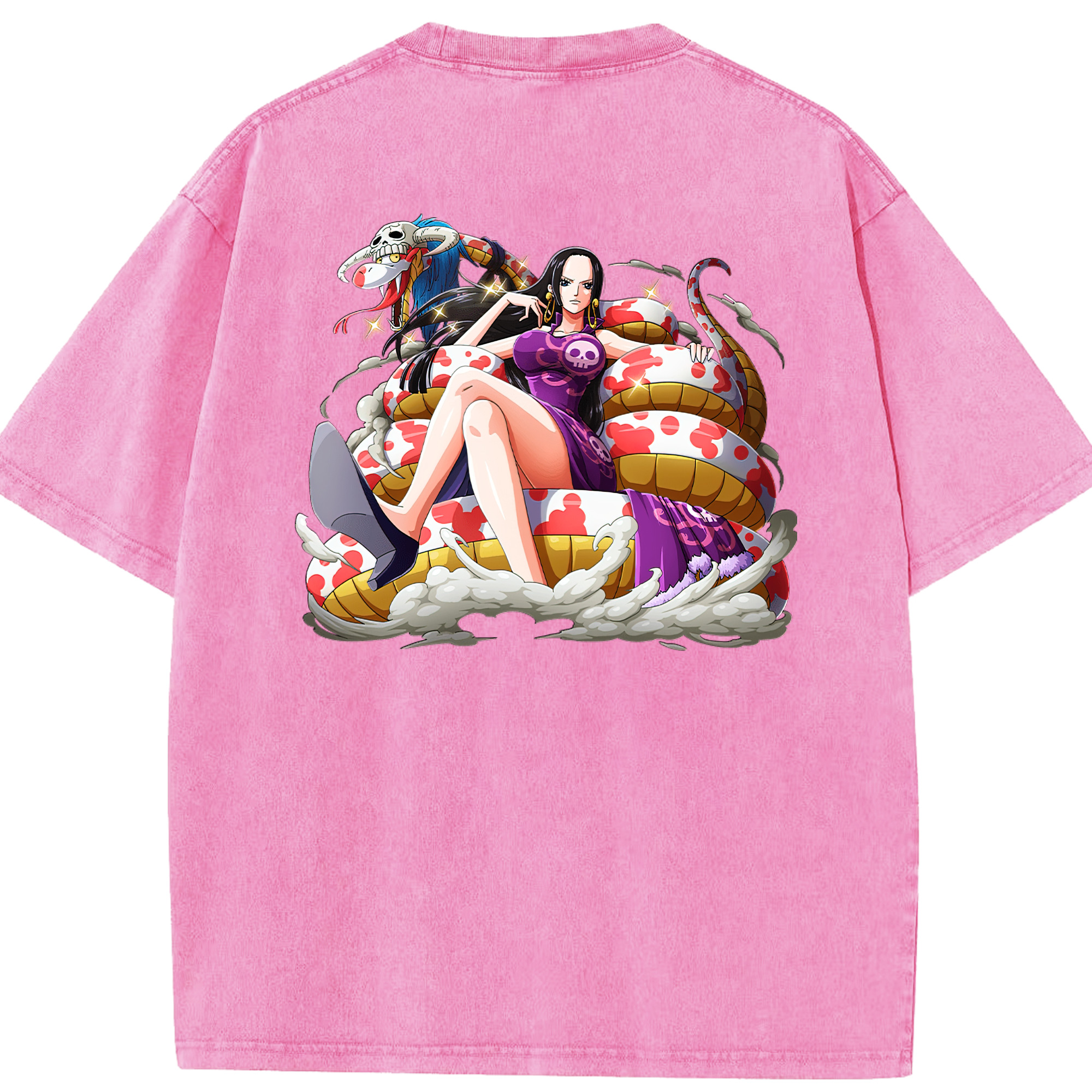 ワンピース ボア・ハンコック ONE PIECE Boa·Hancock 綿100% ヴィンテージ風 半袖Tシャツ（背面プリント）